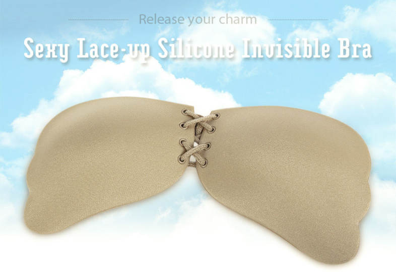 Women Sexy Lace-up Silicone Invisible Bra
