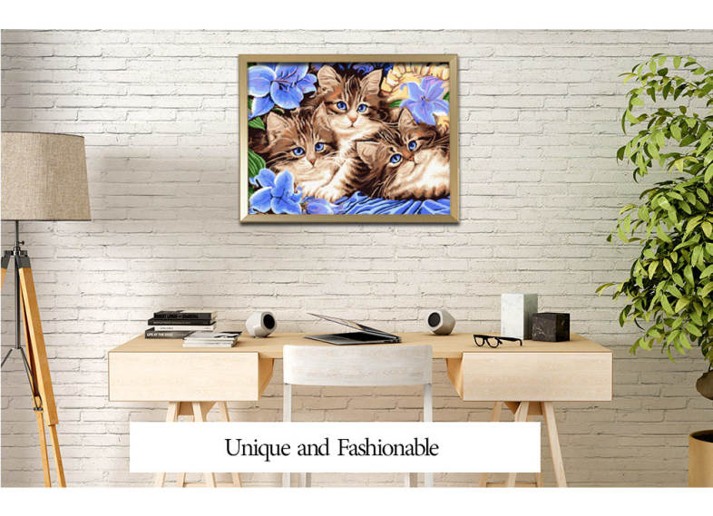 Three Kittens DIY Digital Oil Hand Painting Wall Decoration