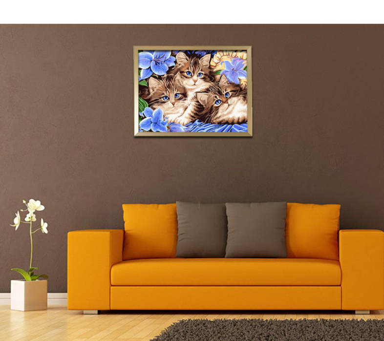 Three Kittens DIY Digital Oil Hand Painting Wall Decoration