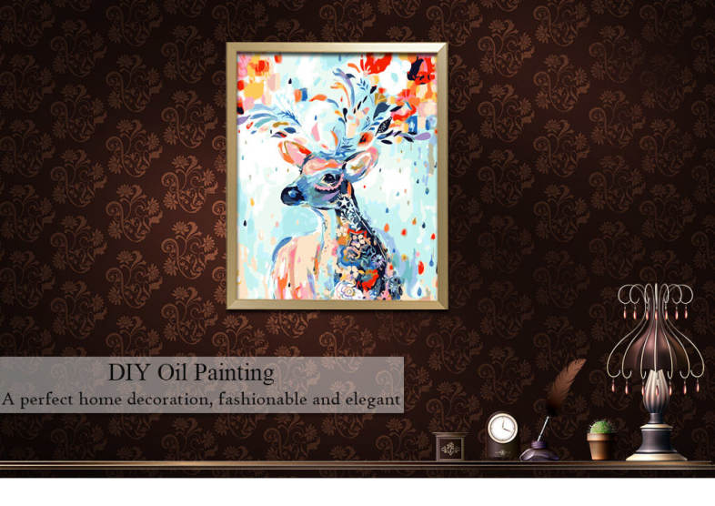 Color Deer DIY Digital Oil Hand Painting Wall Decoration