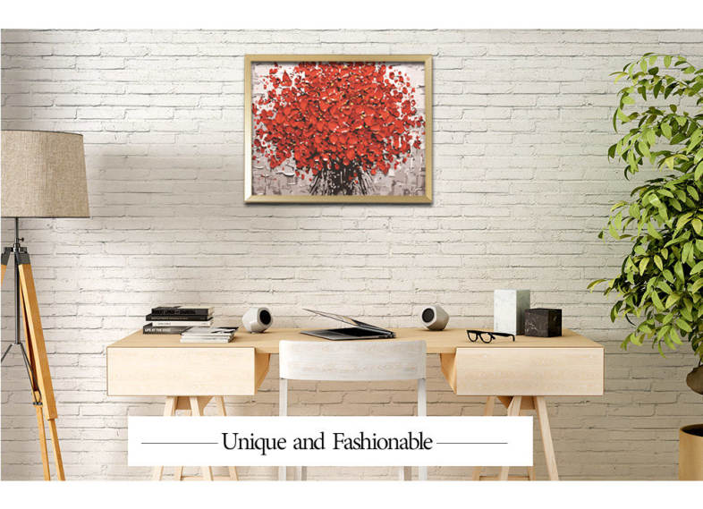 Red Floral DIY Digital Oil Hand Painting Wall Decoration