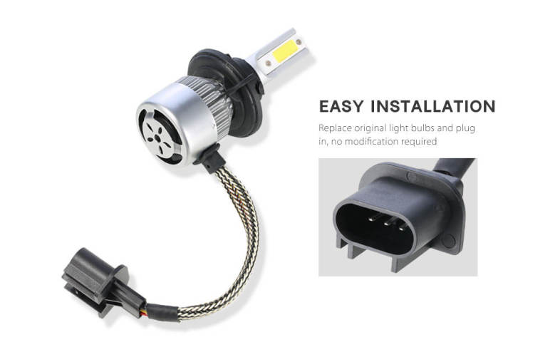 Rectangle H13 72W 7600LM Pair of Car LED Headlight 6000K Auto Front Lamp
