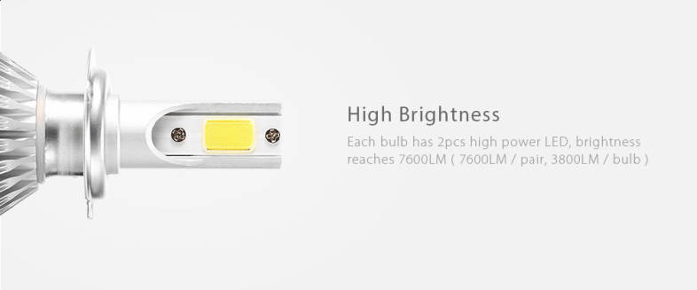Rectangle H7 72W 7600LM Pair of Car LED Headlight 6000K Auto Front Lamp
