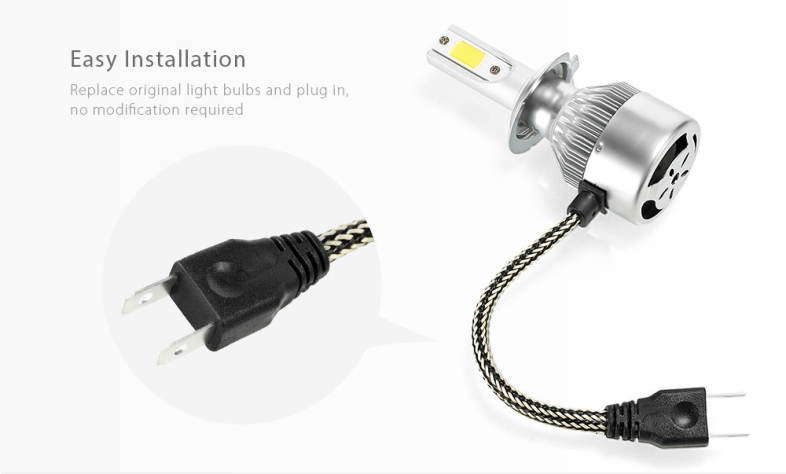 Rectangle H7 72W 7600LM Pair of Car LED Headlight 6000K Auto Front Lamp