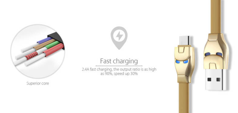 HOCO U14 Steel Type-C Intelligent Indicator Transfer Data Synchronization Charging Cord 1.2M