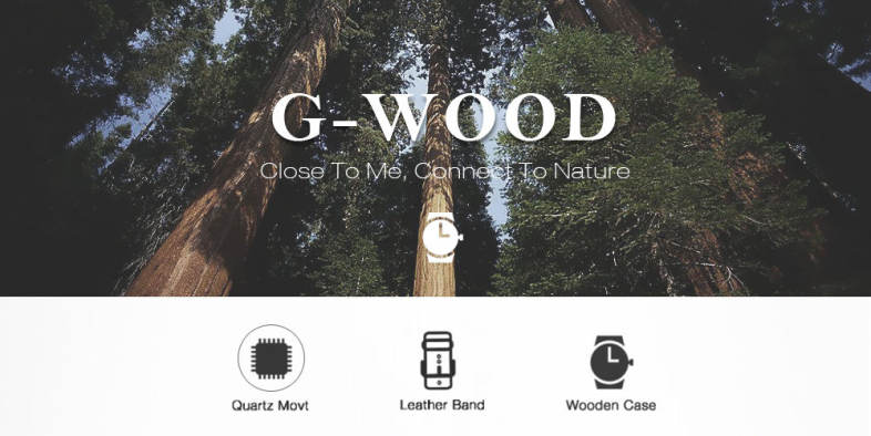 G - WOOD EG0710 Wood Quartz Watch Wooden Case Wristwatch for Men Women