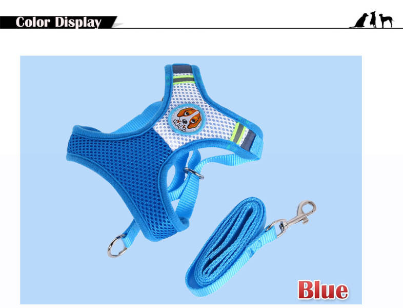 Kimpets Adjustable Dog Vest Mesh Cloth Breathable Pet Harness Leash Strap