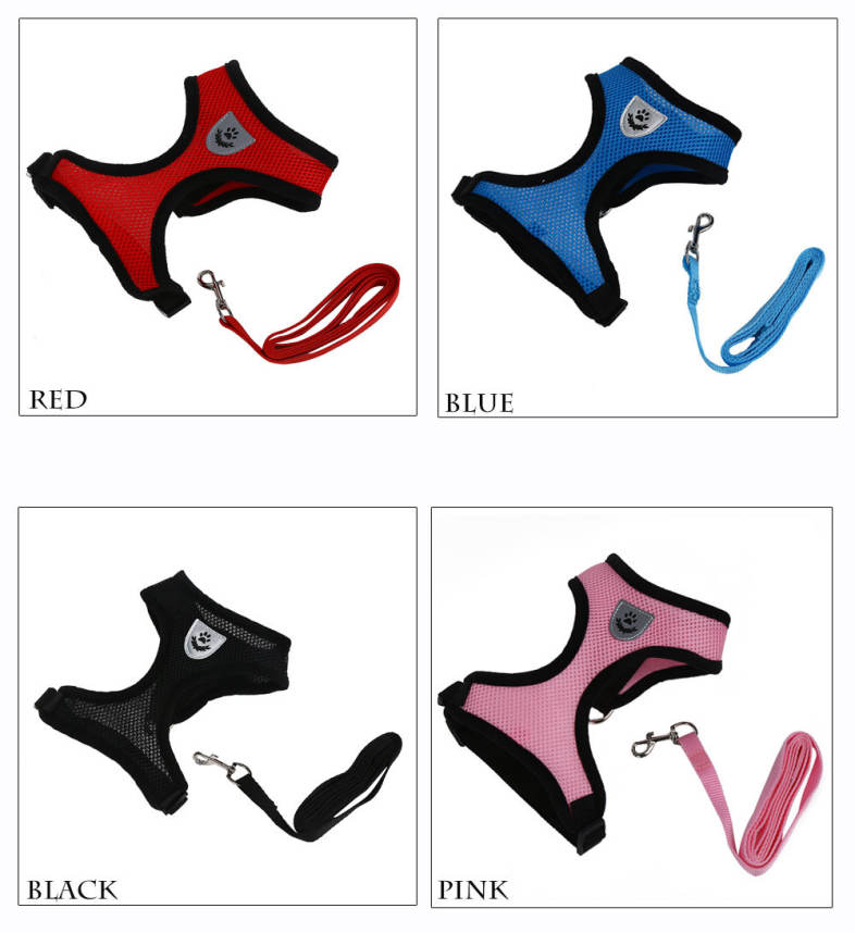 Kimpets Pet Harness Soft Mesh Dog Cat Collar Leash Strap Vest