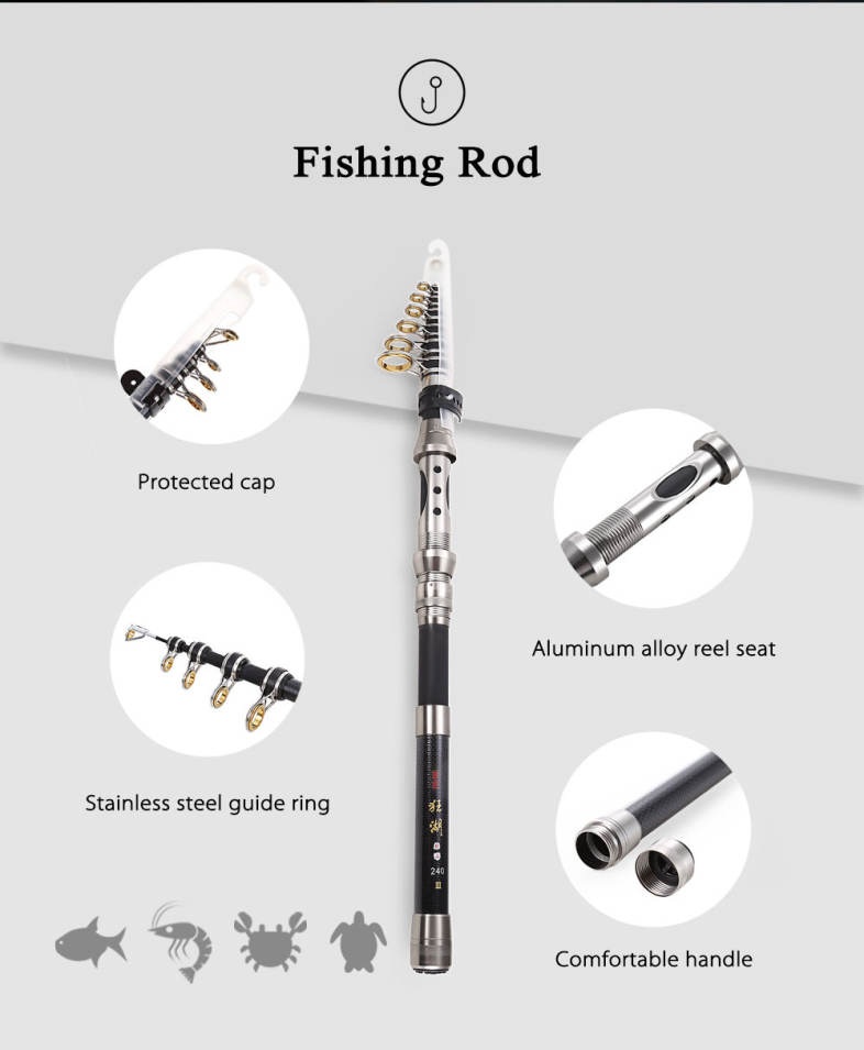 LEO Outdoor Fishing Spinning Reel Rod Kit Set with Fish Line Lures Hooks Bag