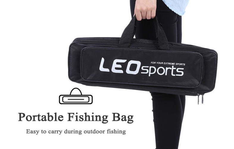 LEO Outdoor Fishing Spinning Reel Rod Kit Set with Fish Line Lures Hooks Bag