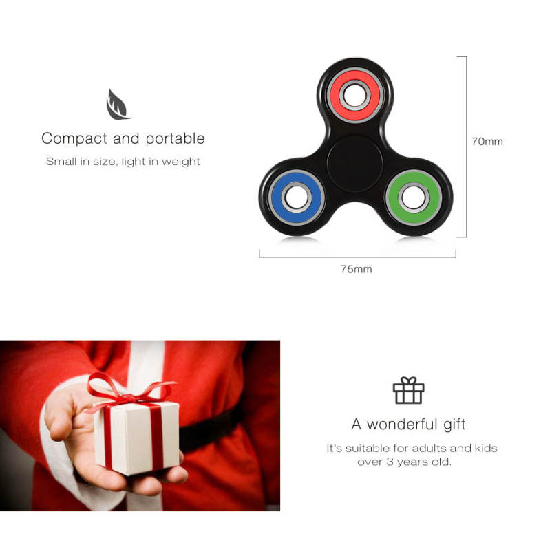 Colorful Trilateral Pattern ABS Hand Spinner Steel Bearings Finger Toy Stress Reliever Anxiety Reducer