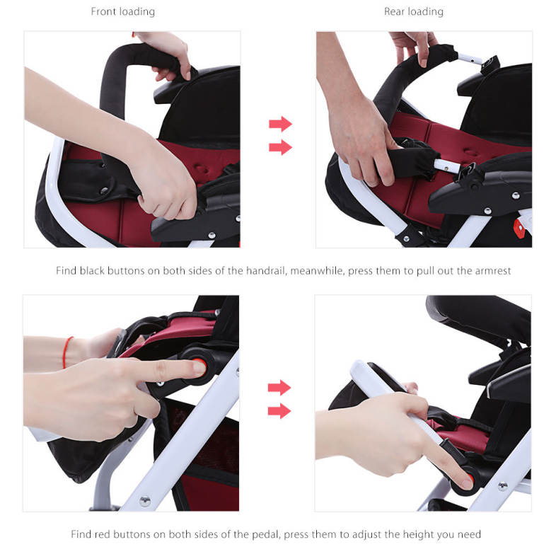 MoonSater 1602 Foldable Pram Portable Baby Stroller with Universal Casters
