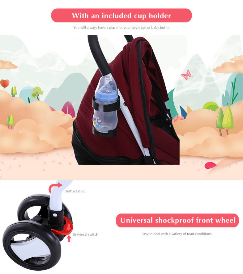 MoonSater 1602 Foldable Pram Portable Baby Stroller with Universal Casters