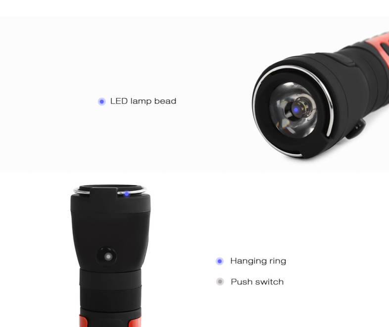 Retractable COB LED Source Working Light Flashlight