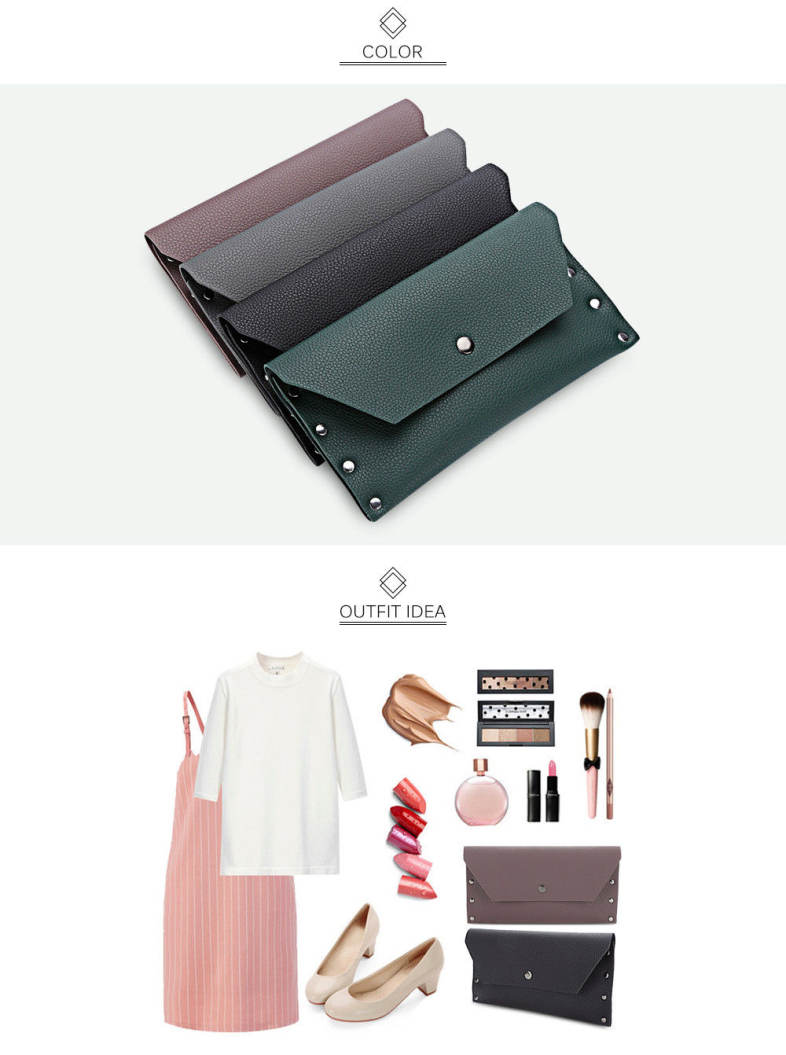 Guapabien Simple Design Rivet Clutch Wallet Card Holder for Women