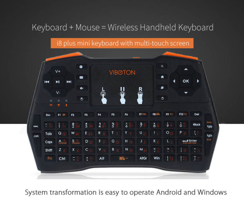 VIBOTON i8 Plus Handheld Wireless Keyboard with Touch Pad