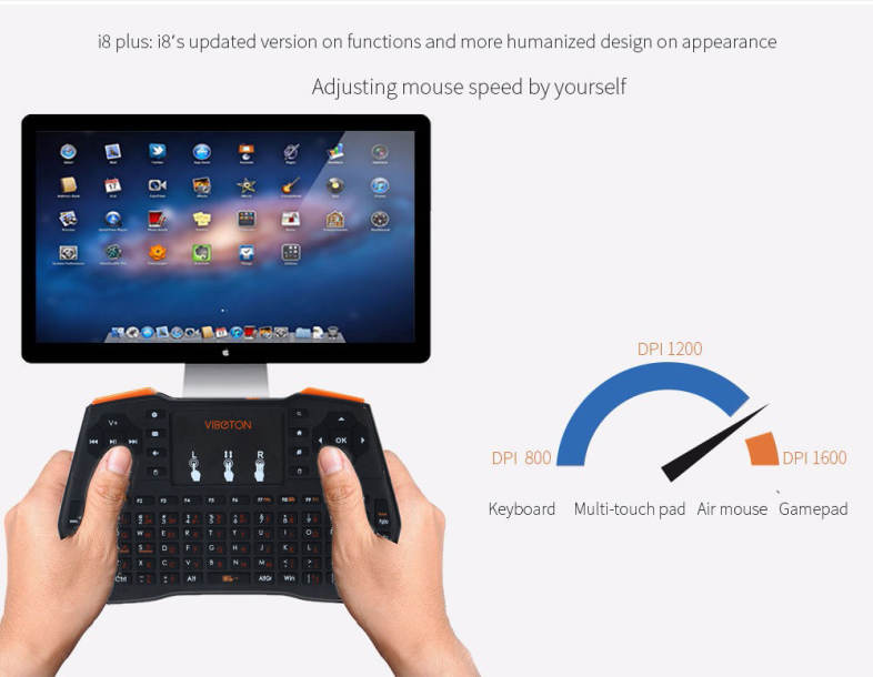 VIBOTON i8 Plus Handheld Wireless Keyboard with Touch Pad