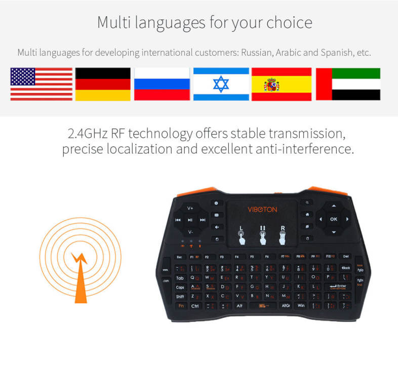 VIBOTON i8 Plus Handheld Wireless Keyboard with Touch Pad