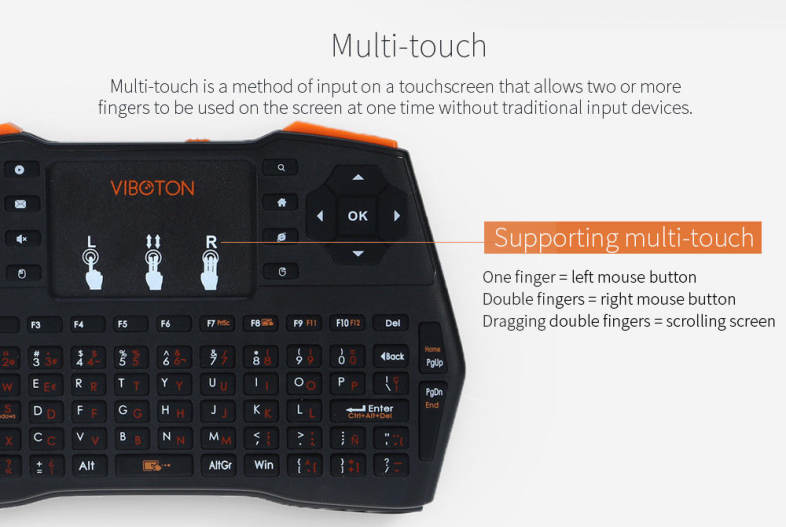 VIBOTON i8 Plus Handheld Wireless Keyboard with Touch Pad