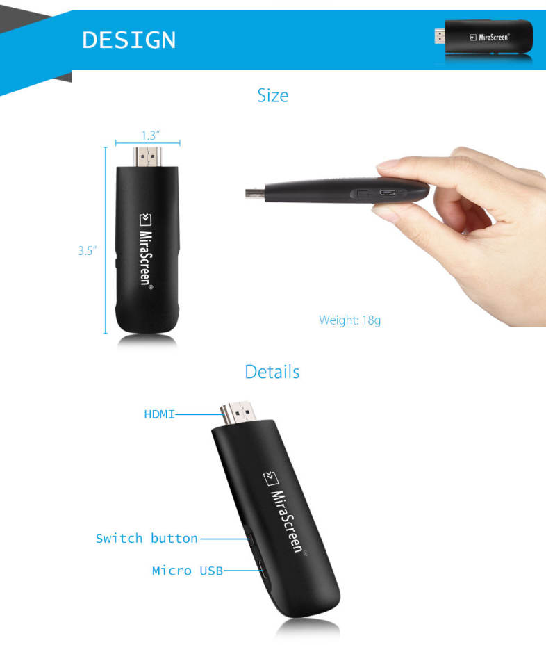 MiraScreen A2 Wireless HDMI Dongle Media TV Stick Support Miracast Airplay DLNA