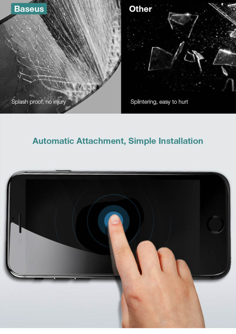 Baseus Anti-peeping Soft PET Edge Tempered Glass Shatterproof Screen Protective Film for iPhone 7 4.7 inch 0.23mm