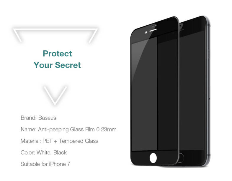 Baseus Anti-peeping Soft PET Edge Tempered Glass Shatterproof Screen Protective Film for iPhone 7 4.7 inch 0.23mm