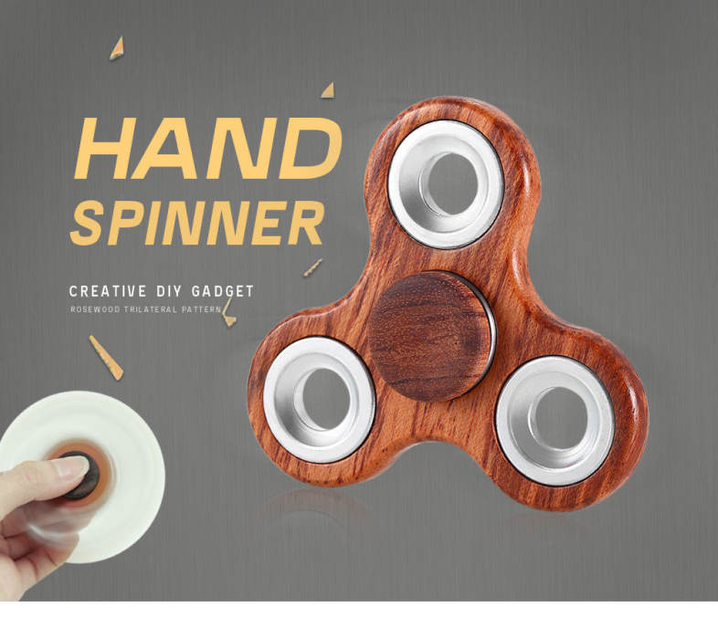 DIY Rosewood Trilateral Pattern Hand Spinner Steel Bearings Finger Toy Stress Reliever Anxiety Reducer