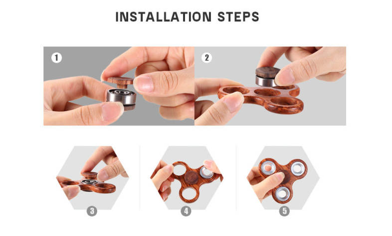 DIY Rosewood Trilateral Pattern Hand Spinner Steel Bearings Finger Toy Stress Reliever Anxiety Reducer