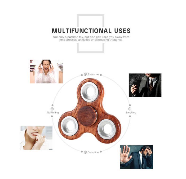 DIY Rosewood Trilateral Pattern Hand Spinner Steel Bearings Finger Toy Stress Reliever Anxiety Reducer