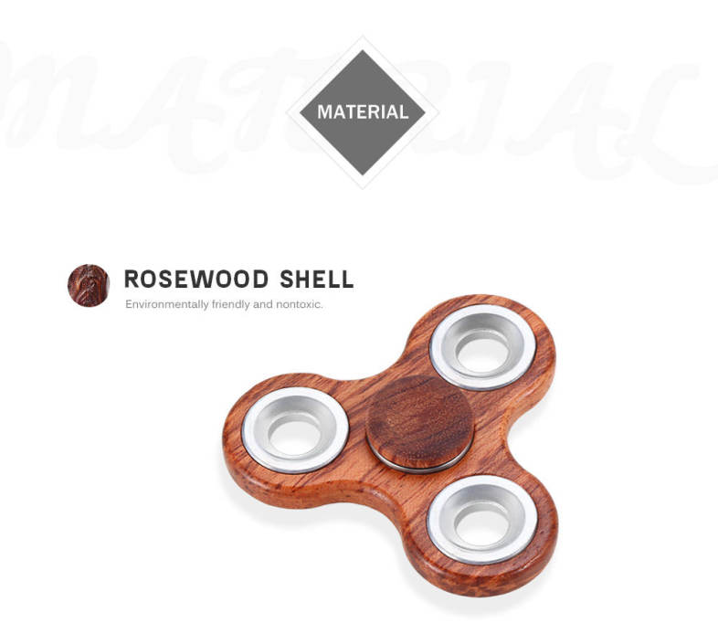 DIY Rosewood Trilateral Pattern Hand Spinner Steel Bearings Finger Toy Stress Reliever Anxiety Reducer