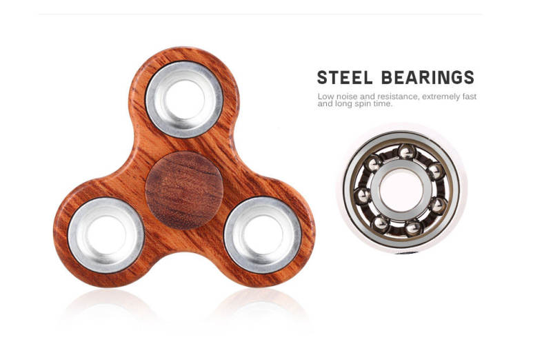 DIY Rosewood Trilateral Pattern Hand Spinner Steel Bearings Finger Toy Stress Reliever Anxiety Reducer