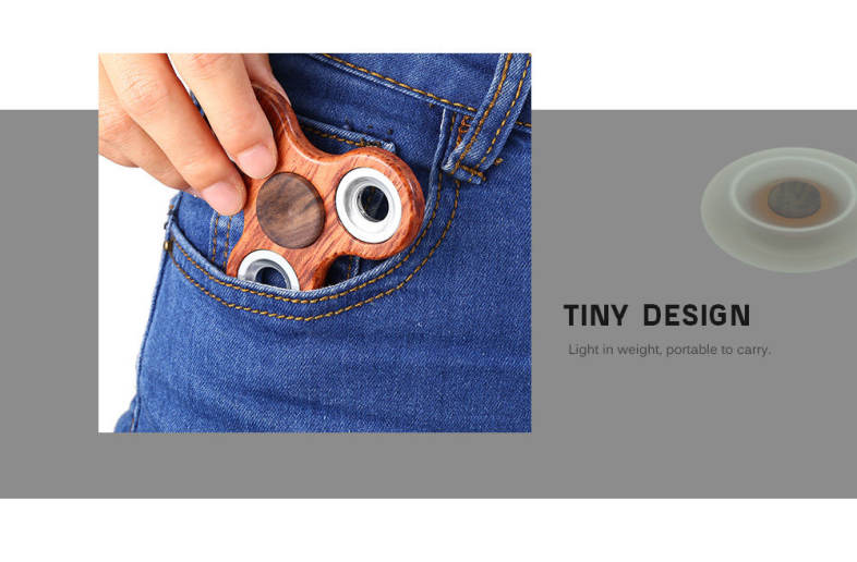 DIY Rosewood Trilateral Pattern Hand Spinner Steel Bearings Finger Toy Stress Reliever Anxiety Reducer