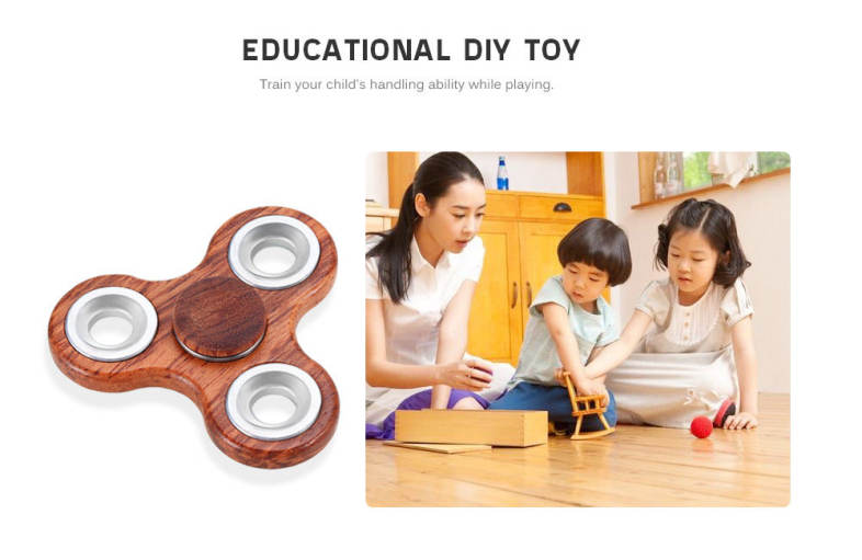 DIY Rosewood Trilateral Pattern Hand Spinner Steel Bearings Finger Toy Stress Reliever Anxiety Reducer