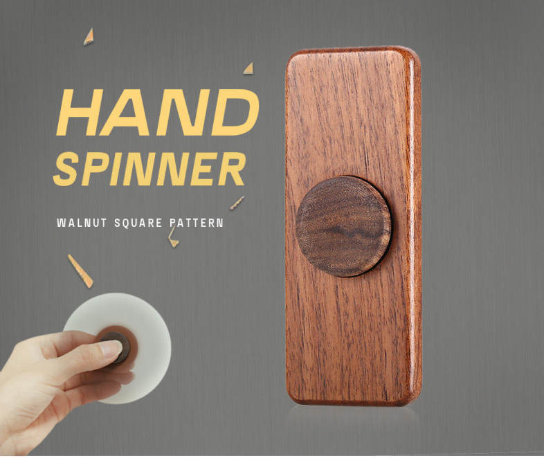 Square Walnut Hand Spinner Steel Bearings Finger Toy Stress Reliever Anxiety Reducer