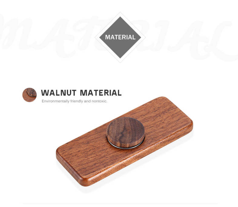 Square Walnut Hand Spinner Steel Bearings Finger Toy Stress Reliever Anxiety Reducer