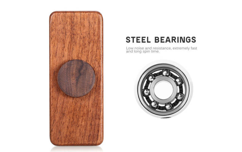 Square Walnut Hand Spinner Steel Bearings Finger Toy Stress Reliever Anxiety Reducer