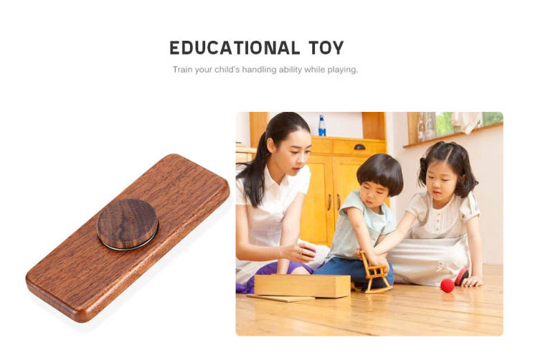 Square Walnut Hand Spinner Steel Bearings Finger Toy Stress Reliever Anxiety Reducer