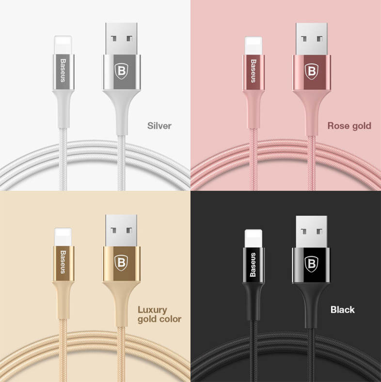 Baseus Shining Cable 8 Pin with Jet Metal Transfer Data Synchronization Charging Cord 1M