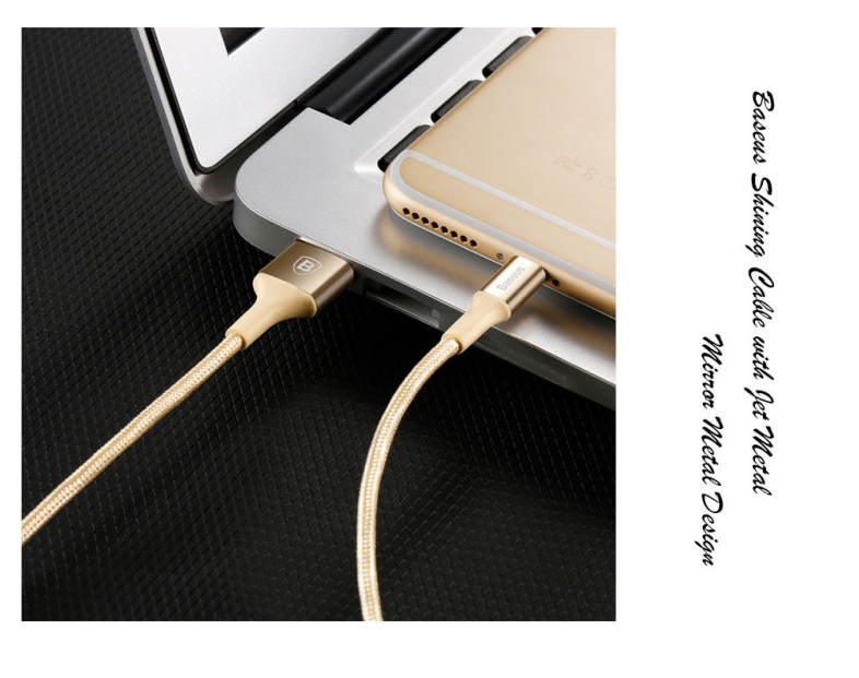 Baseus Shining Cable 8 Pin with Jet Metal Transfer Data Synchronization Charging Cord 1M