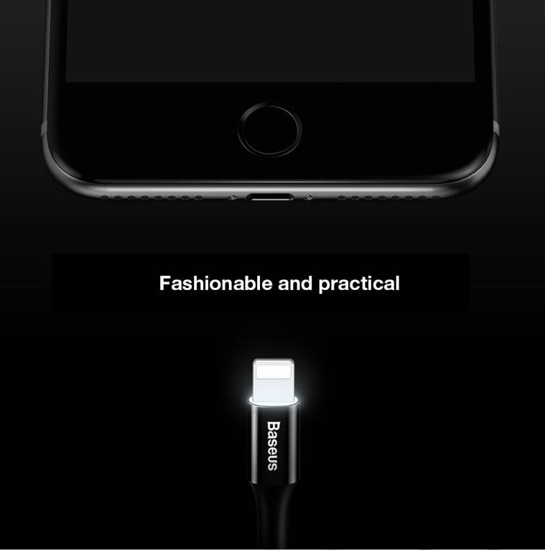 Baseus Shining Cable 8 Pin with Jet Metal Transfer Data Synchronization Charging Cord 1M
