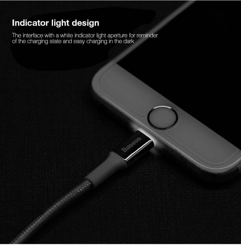Baseus Shining Cable 8 Pin with Jet Metal Transfer Data Synchronization Charging Cord 1M