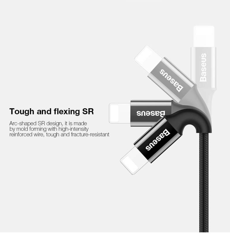 Baseus Shining Cable 8 Pin with Jet Metal Transfer Data Synchronization Charging Cord 1M