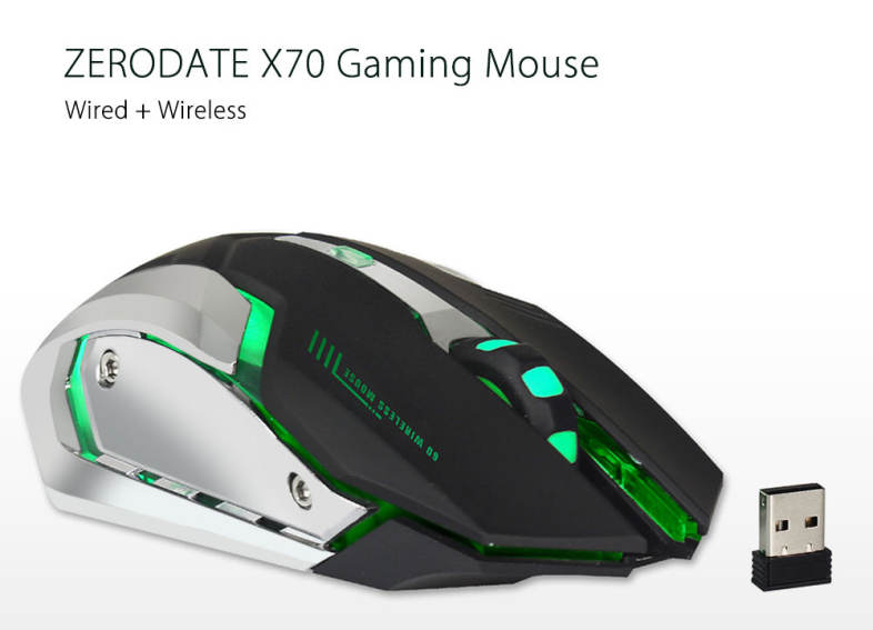 ZERODATE X70 Dual-mode Gaming Mouse 2400DPI with Breathing Light