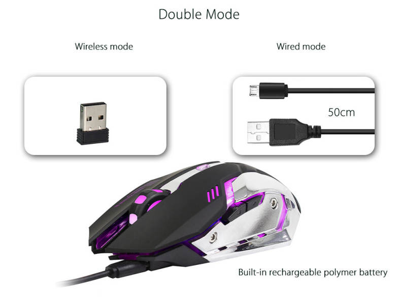 ZERODATE X70 Dual-mode Gaming Mouse 2400DPI with Breathing Light