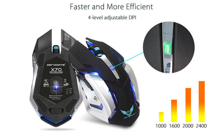 ZERODATE X70 Dual-mode Gaming Mouse 2400DPI with Breathing Light