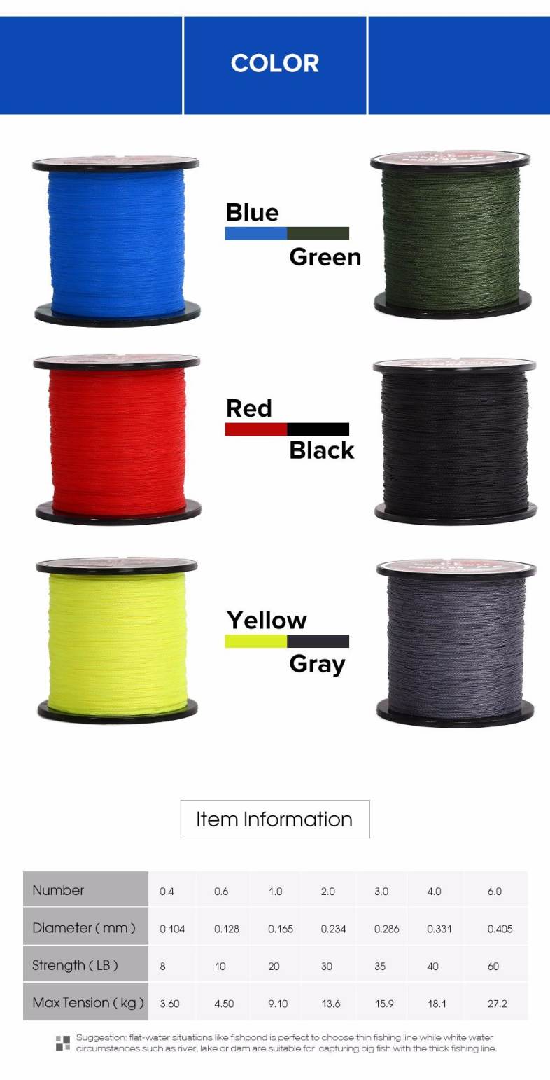 Triposeidon 300M Super Strong PE Braided Fishing Line 8 - 60 LB