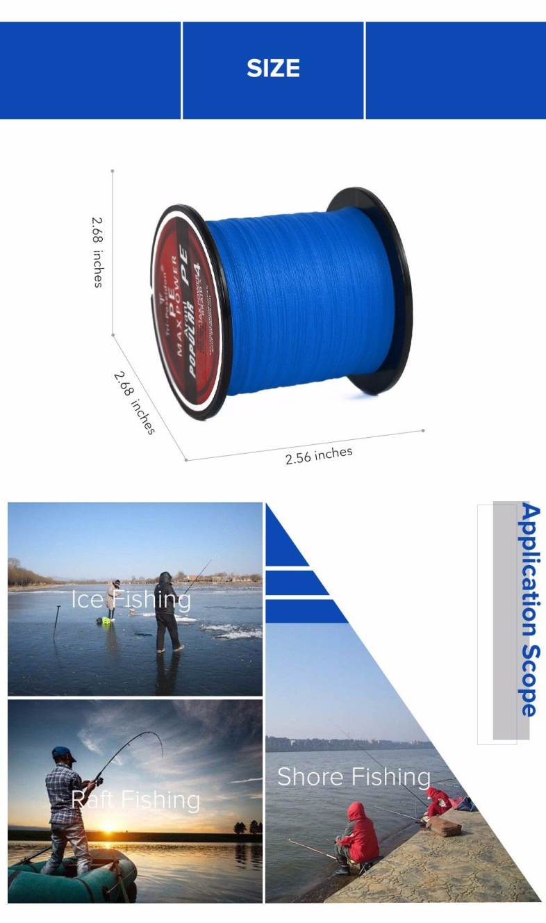 Triposeidon 300M Super Strong PE Braided Fishing Line 8 - 60 LB