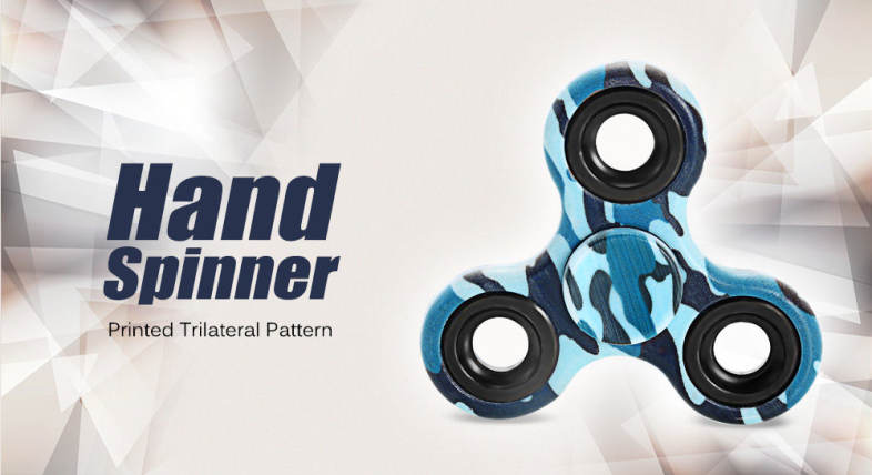 Creative Printed Trilateral Pattern ABS Hand Spinner Metal Bearings Finger Toy Stress Reliever Anxiety Reducer