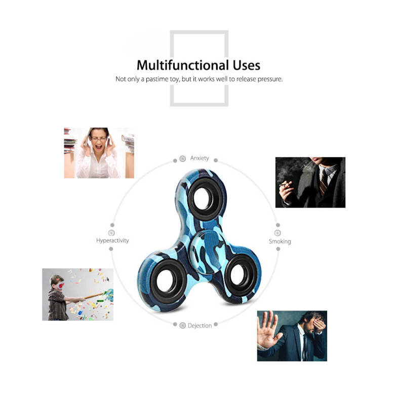 Creative Printed Trilateral Pattern ABS Hand Spinner Metal Bearings Finger Toy Stress Reliever Anxiety Reducer