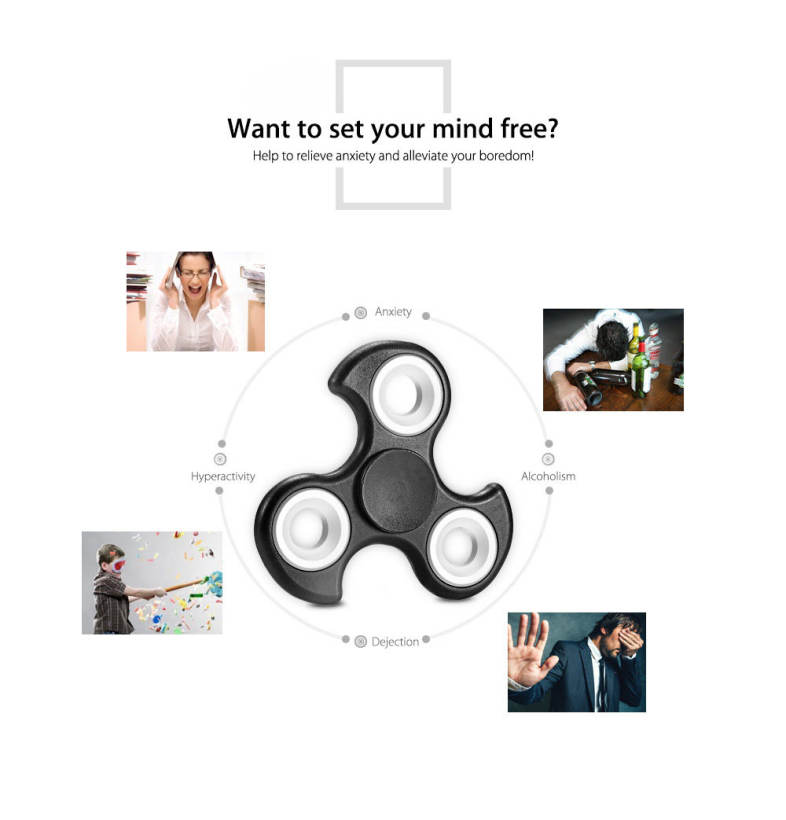 DIY Leaf Trilateral Pattern ABS Hand Spinner Steel Bearings Finger Toy Stress Reliever Anxiety Reducer